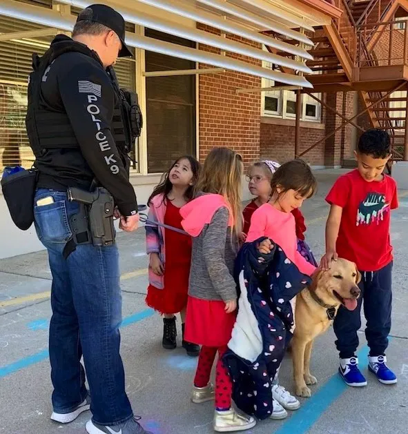 K9 officer dog and children